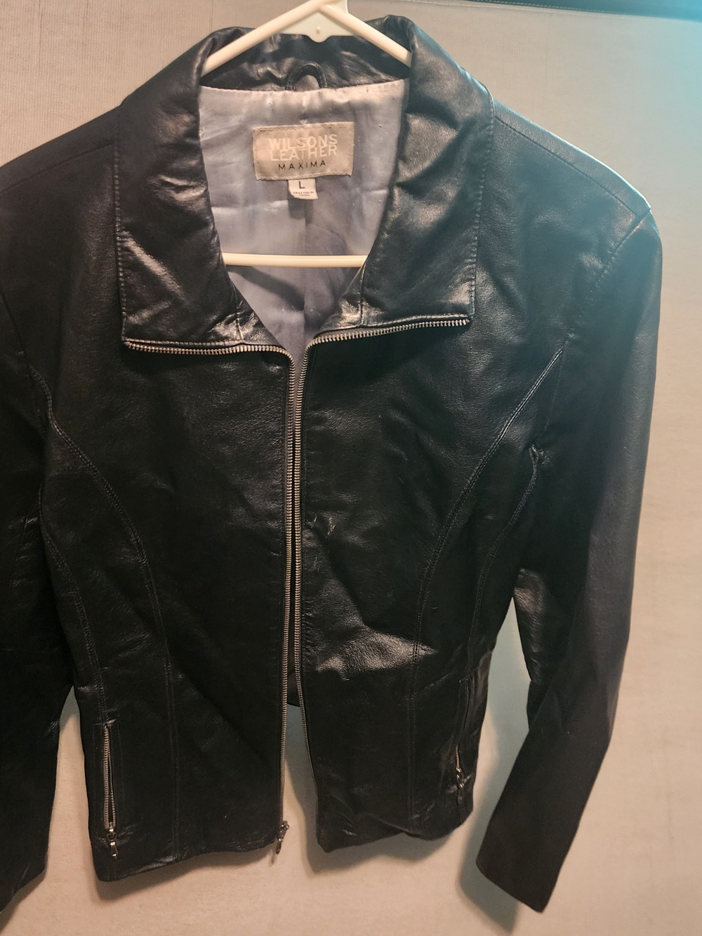 Wilsons Leather Black Women's Zip-Front Leather Jacket
